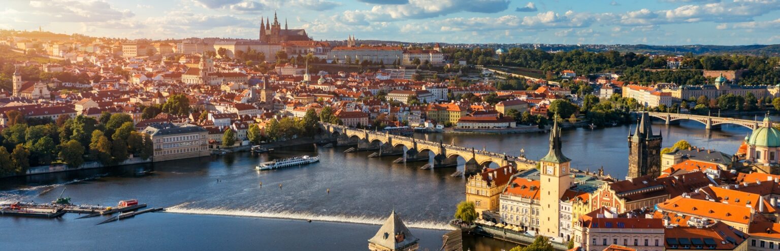 Prague,Scenic,Spring,Aerial,View,Of,The,Prague,Old,Town